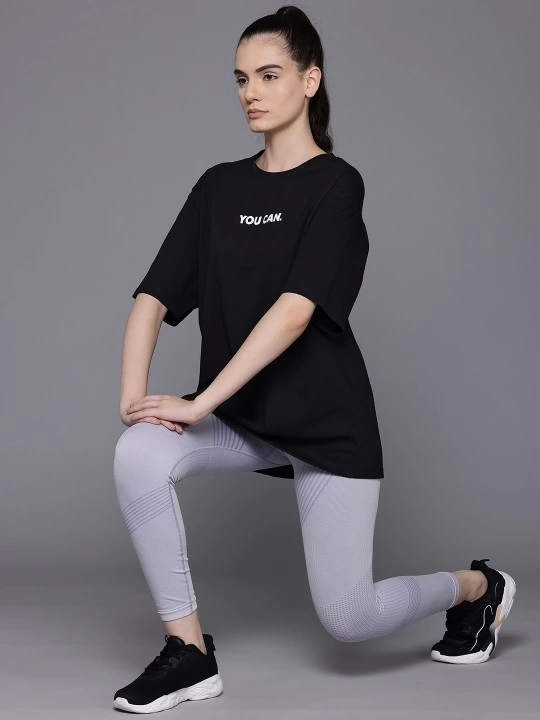 Baskılı Oversize T-shirt - Siyah (146042)