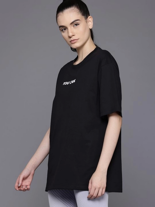 Baskılı Oversize T-shirt - Siyah (146042)
