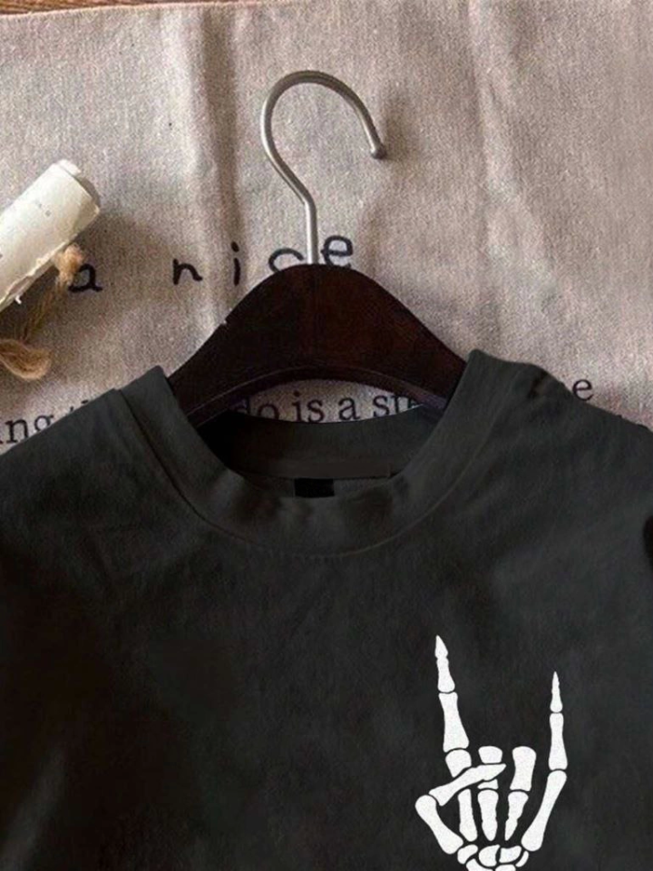 Erkek Baskılı Oversize T-shirt - Siyah (146097)