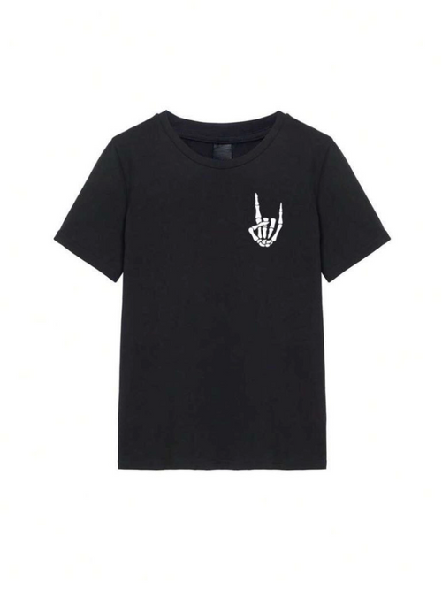 Erkek Baskılı Oversize T-shirt - Siyah (146097)