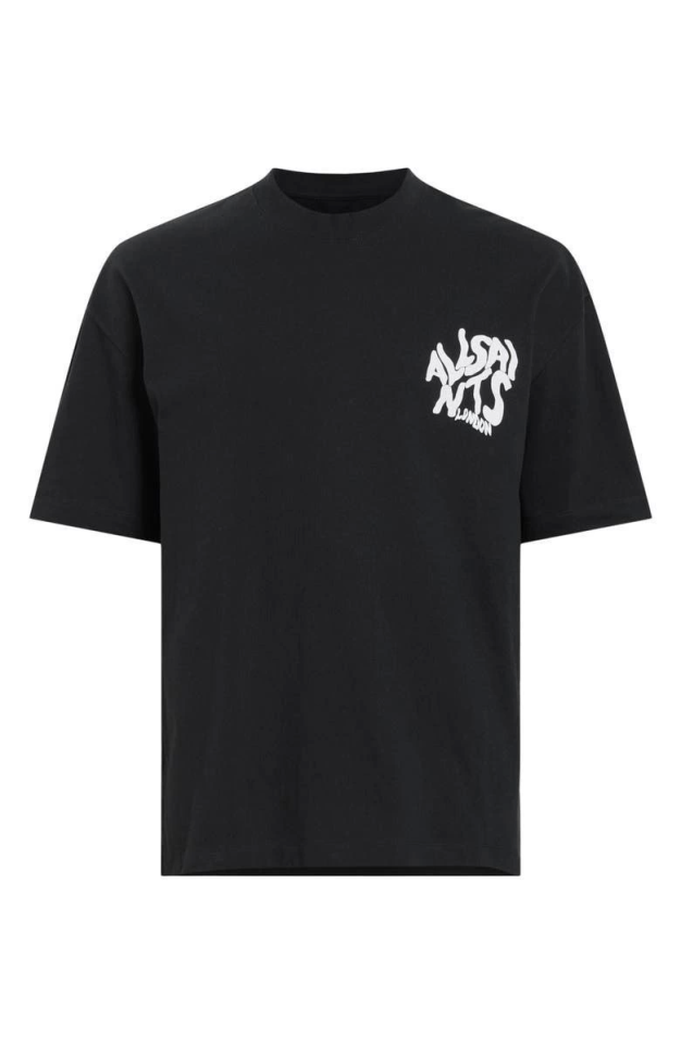 Erkek Baskılı Oversize T-shirt - Siyah (146099)