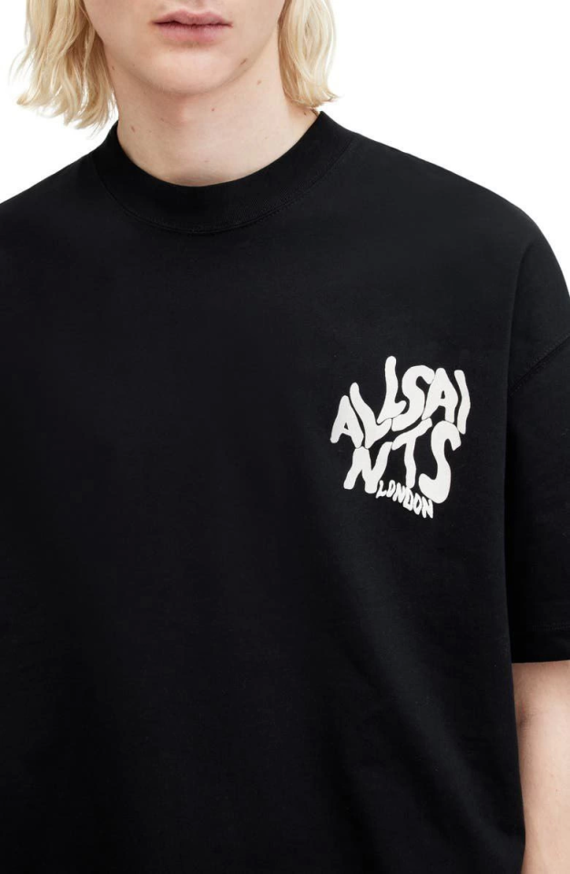 Erkek Baskılı Oversize T-shirt - Siyah (146099)