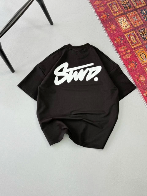 Erkek Baskılı Oversize T-shirt - Siyah (147638)