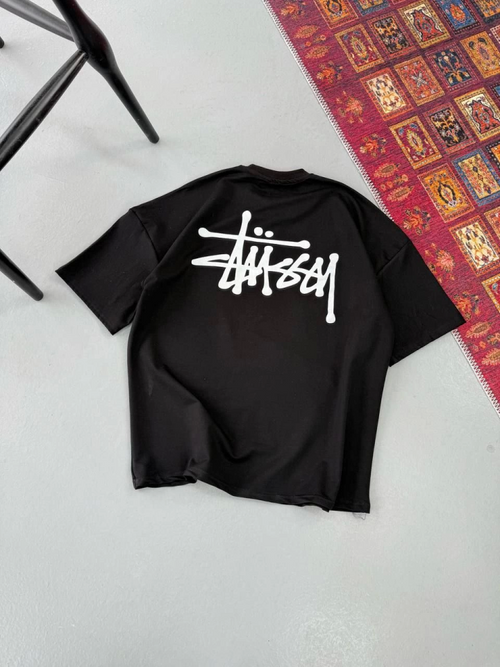 Erkek Baskılı Oversize T-shirt - Siyah (147640)