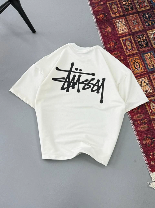 Erkek Baskılı Oversize T-shirt - Beyaz (147642)