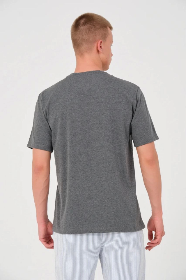 Erkek 24/1 Düz A Kalite Oversize T-shirt - Antrasit (150385)