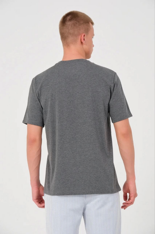 Erkek 24/1 Düz A Kalite Oversize T-shirt - Antrasit (150385)