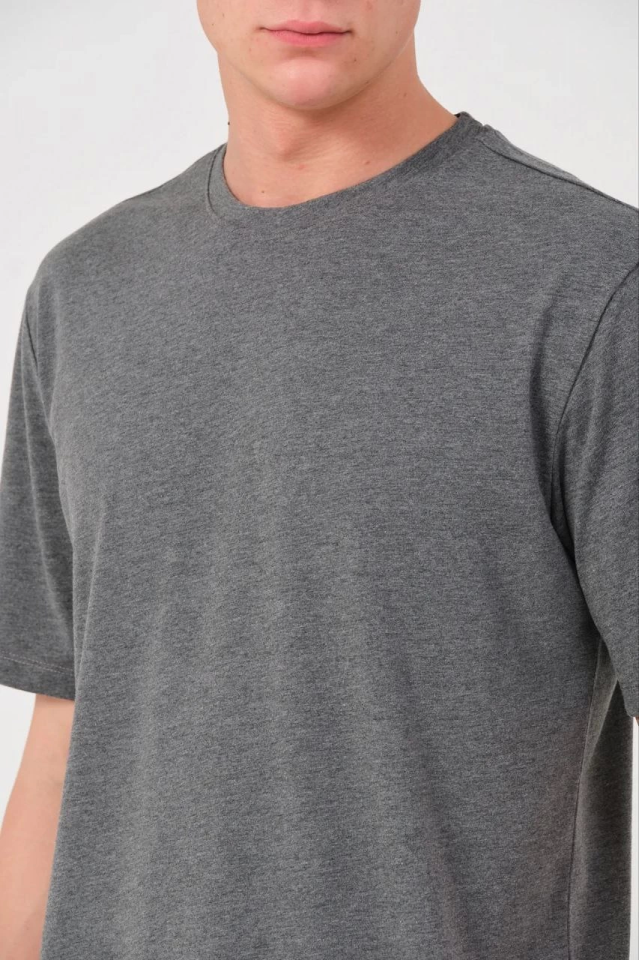 Erkek 24/1 Düz A Kalite Oversize T-shirt - Antrasit (150385)