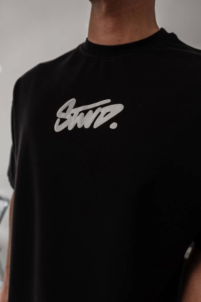Erkek Baskılı Oversize T-shirt - Siyah (150387)