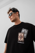 Erkek Baskılı Oversize T-shirt - Siyah (151102)