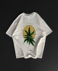 Ön Ve Arka Baskılı Oversize Bisiklet Yaka T-shirt- Beyaz (153736)