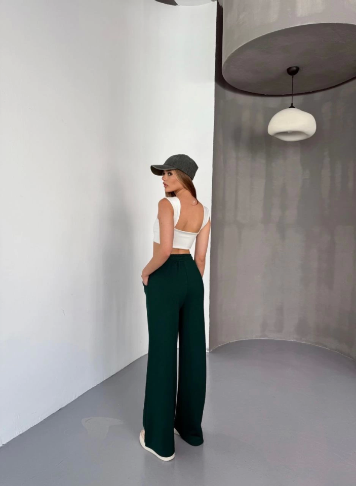 Osy Modal Yumuşak Dokulu Kumaş Nakış Işlemeli Rahat Bol Paça Eşofman Pantalon - Siyah (156907)