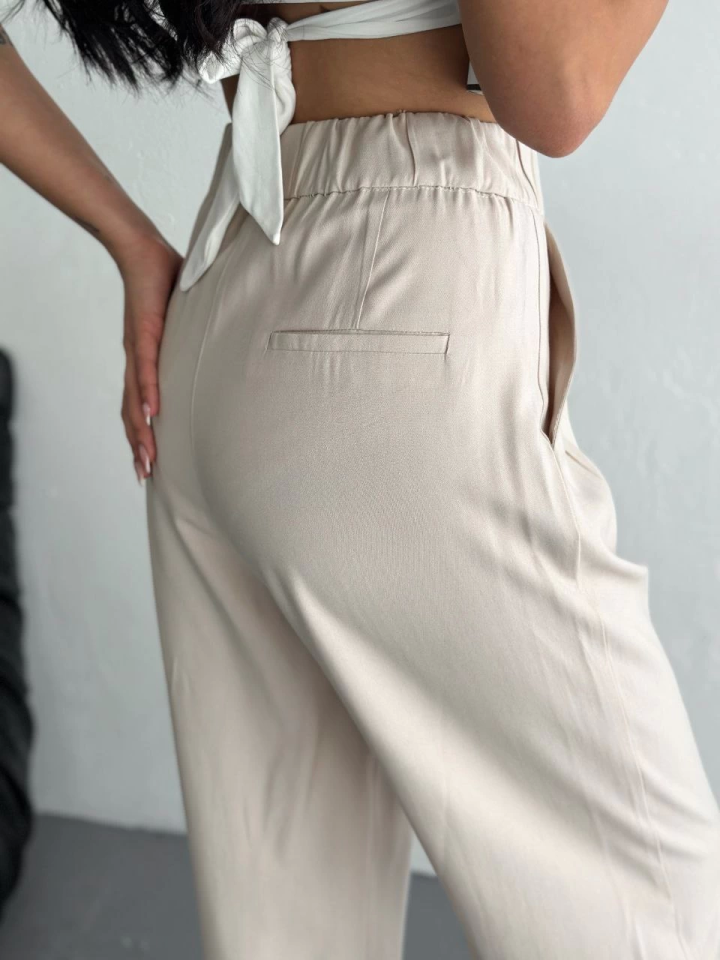 Yüksel Bel Rahat Paça Pantalon - Kırık Beyaz (157945)