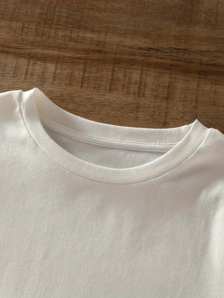 Baskılı Oversize Bisiklet Yaka T-shirt - Beyaz (158818)