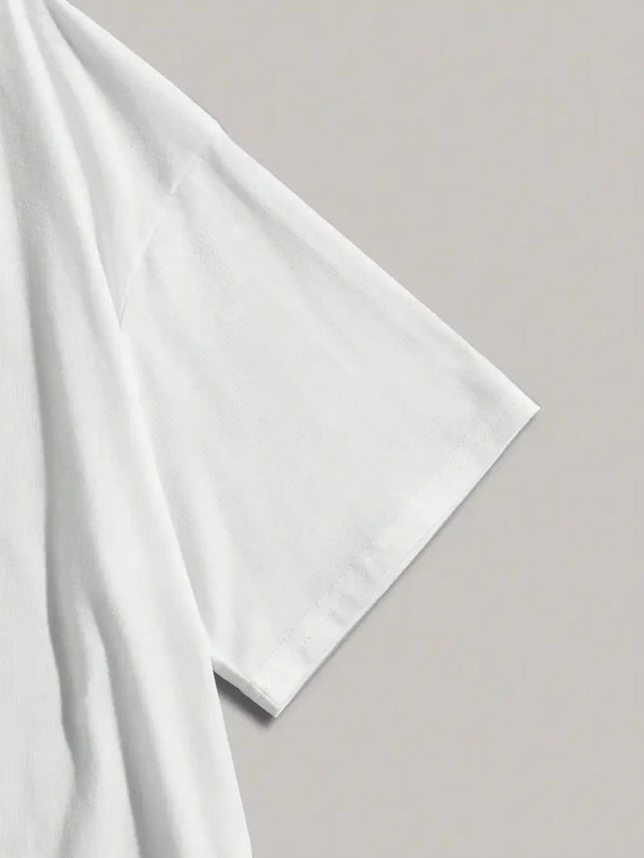 Baskılı Oversize Bisiklet Yaka T-shirt - Beyaz (158820)