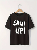 Baskılı Oversize Bisiklet Yaka T-shirt - Siyah (158824)
