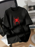 Baskılı Oversize Bisiklet Yaka T-shirt - Siyah (158834)