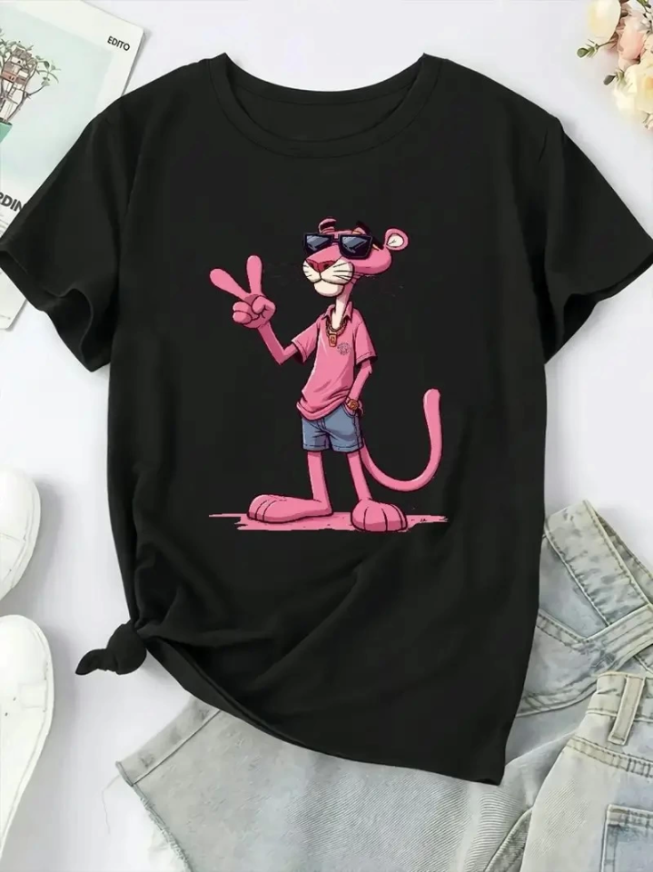 Baskılı Oversize Bisiklet Yaka T-shirt - Beyaz (158836)