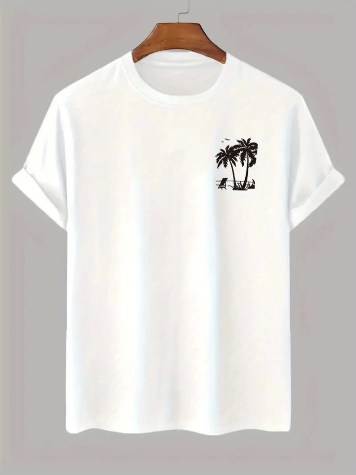 Baskılı Oversize Bisiklet Yaka T-shirt - Beyaz (158847)