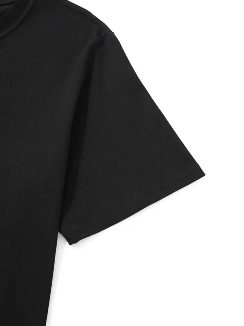 Baskılı Oversize Bisiklet Yaka T-shirt - Siyah (158849)