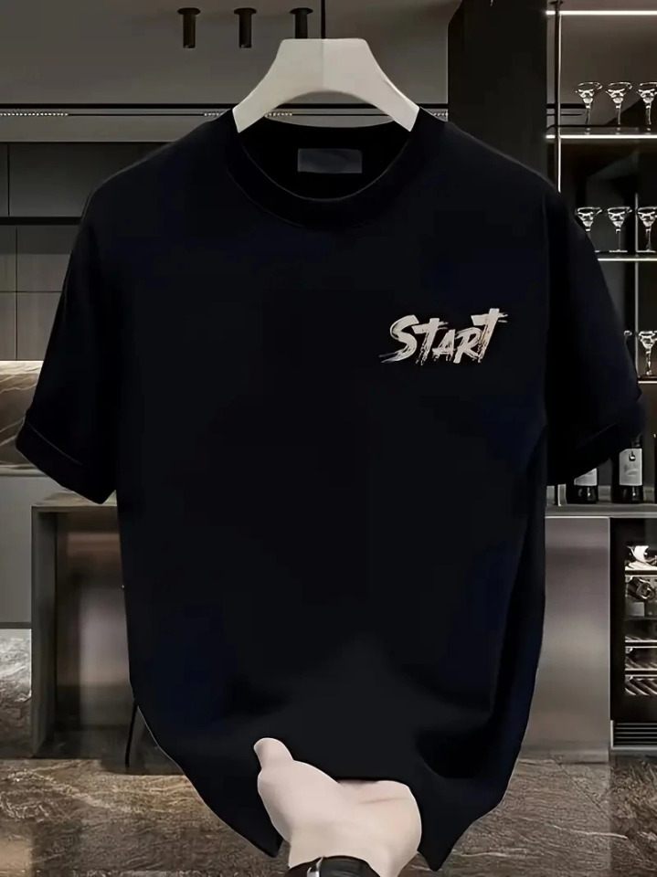 Baskılı Oversize Bisiklet Yaka T-shirt - Siyah (158850)