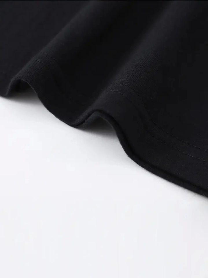Baskılı Oversize Bisiklet Yaka T-shirt - Siyah (158852)