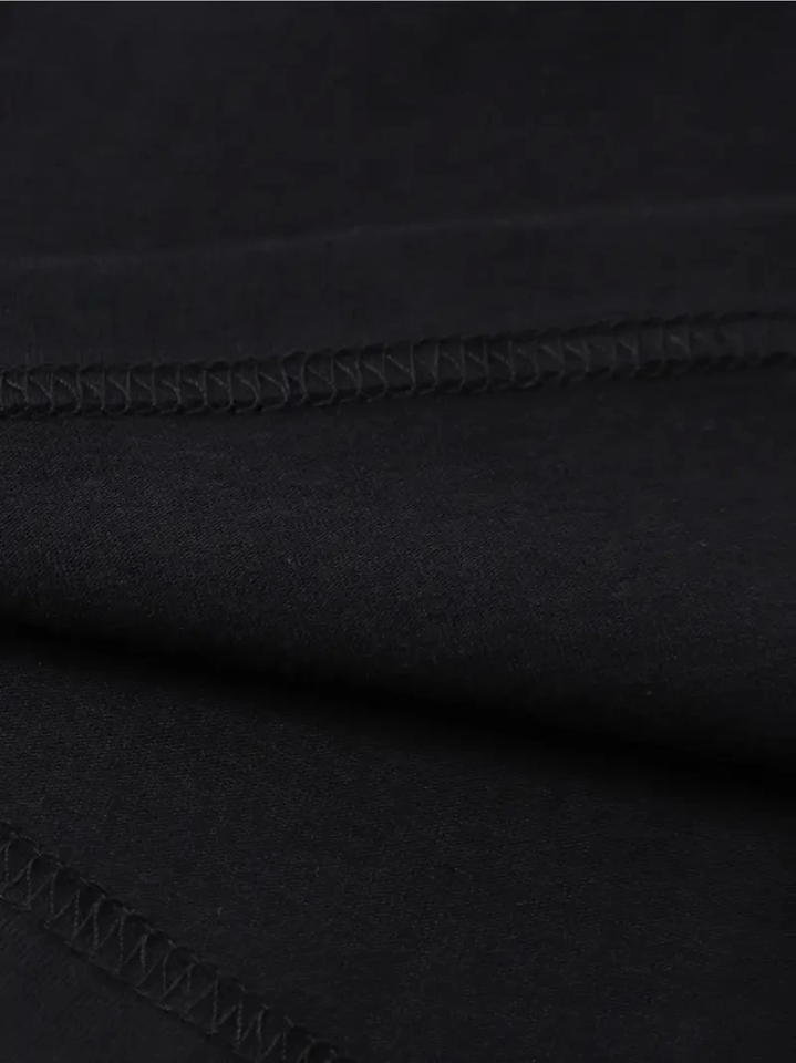 Baskılı Oversize Bisiklet Yaka T-shirt - Siyah (158852)