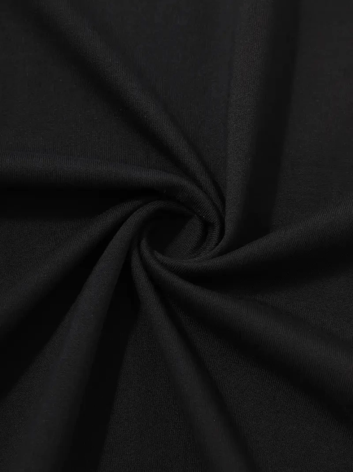 Baskılı Oversize Bisiklet Yaka T-shirt - Siyah (158853)