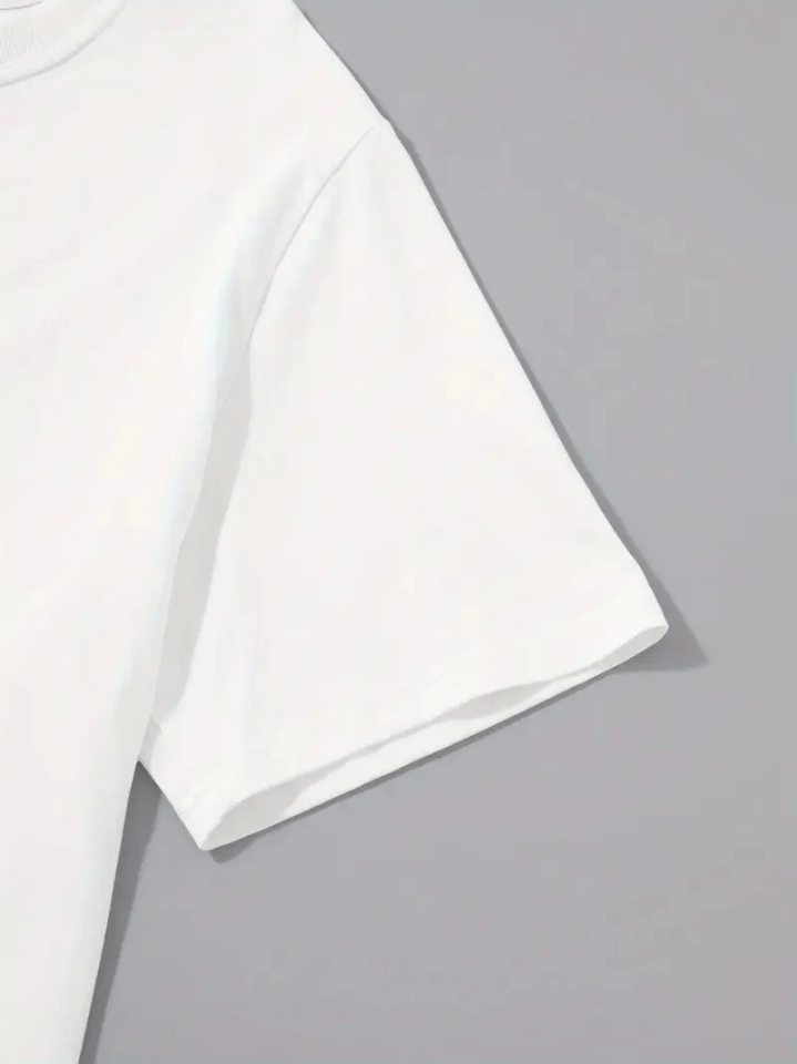 Baskılı Oversize Bisiklet Yaka T-shirt - Beyaz (158855)