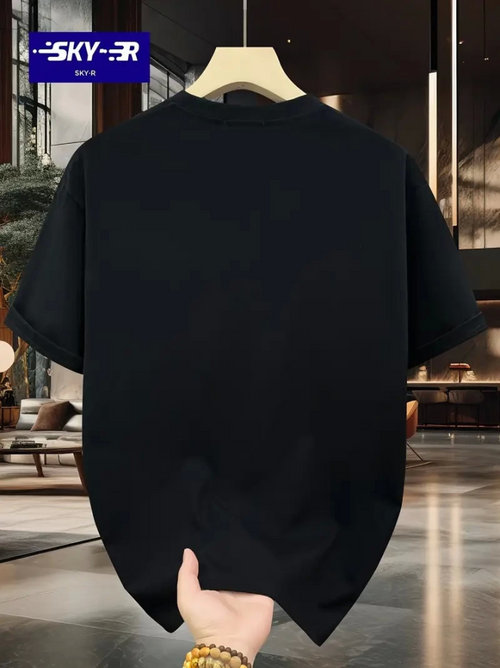 Baskılı Oversize Bisiklet Yaka T-shirt - Siyah (158859)
