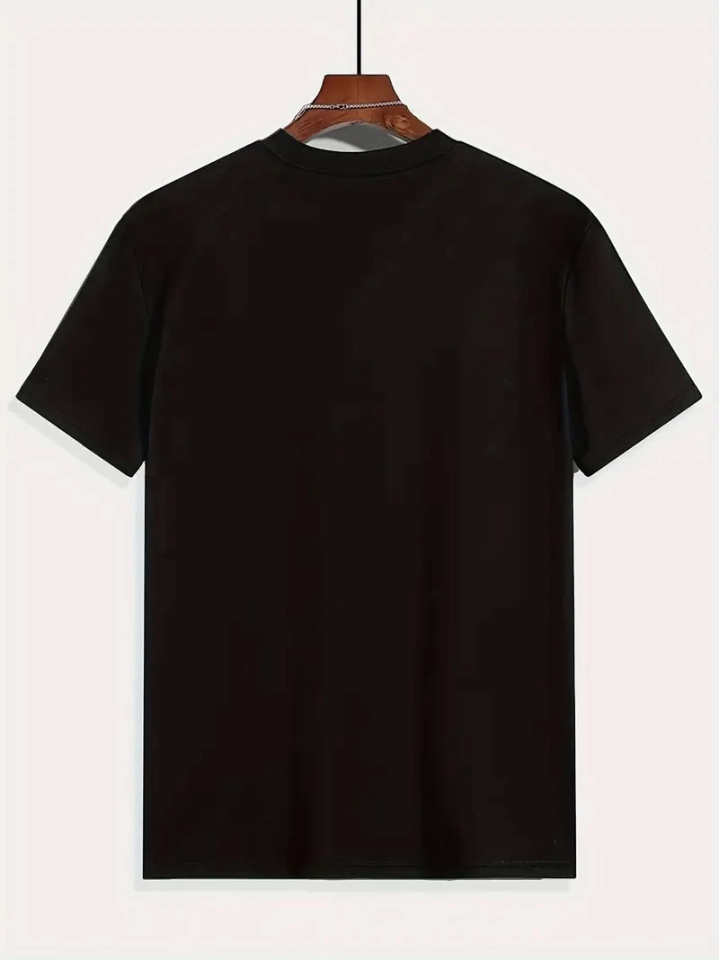 Baskılı Oversize Bisiklet Yaka T-shirt - Siyah (158860)