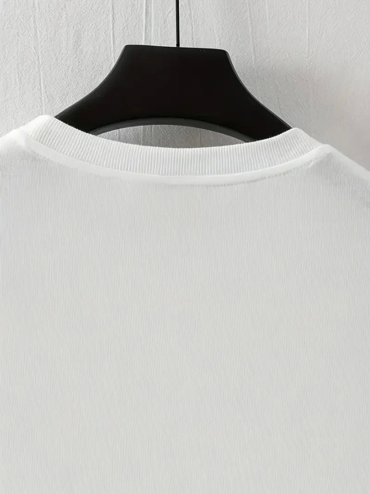 Baskılı Oversize Bisiklet Yaka T-shirt - Beyaz (158904)