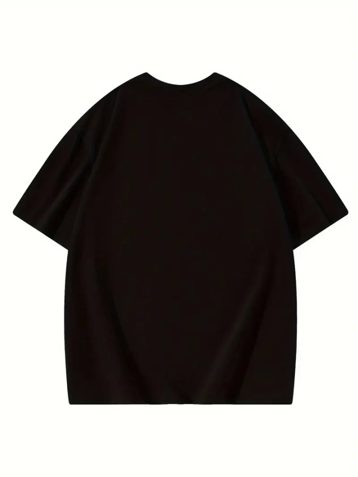 Thousand Baskılı Oversize Bisiklet Yaka T-shirt - Siyah (158926)