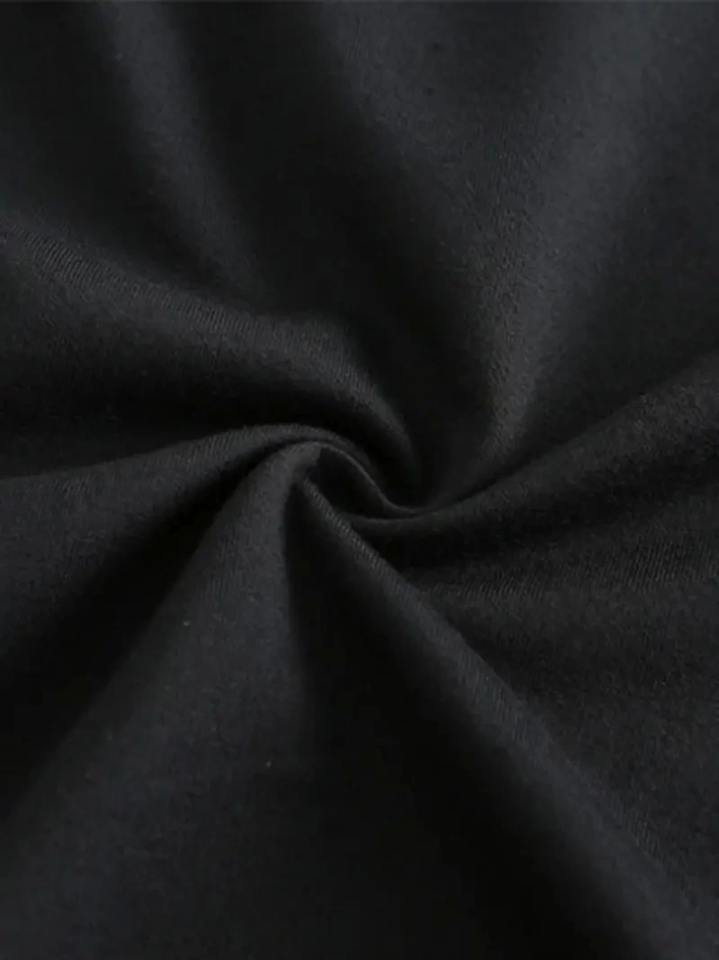 Baskılı Oversize Bisiklet Yaka T-shirt - Siyah (158928)