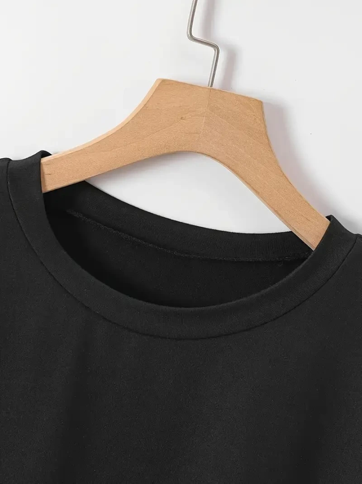 New York Baskılı Oversize Bisiklet Yaka T-shirt - Siyah (158930)