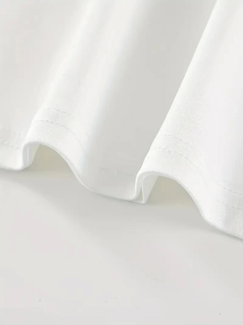 Baskılı Oversize Bisiklet Yaka T-shirt - Beyaz (158933)