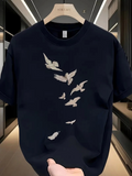 Baskılı Oversize Bisiklet Yaka T-shirt - Beyaz (158940)