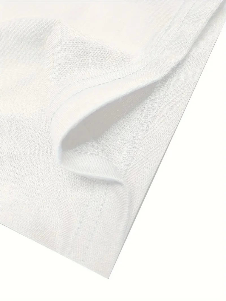 Baskılı Oversize Bisiklet Yaka T-shirt - Beyaz (158943)