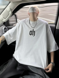 Baskılı Oversize Bisiklet Yaka T-shirt - Beyaz (158944)
