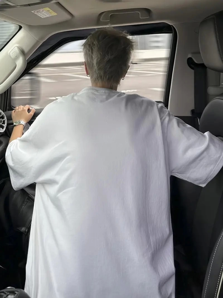 Baskılı Oversize Bisiklet Yaka T-shirt - Beyaz (158944)