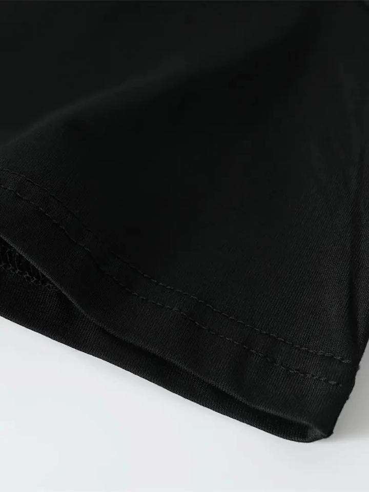Baskılı Oversize Bisiklet Yaka T-shirt - Siyah (158945)