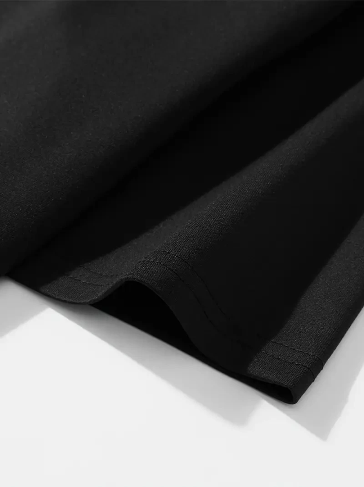 Baskılı Oversize Bisiklet Yaka T-shirt - Siyah (158946)