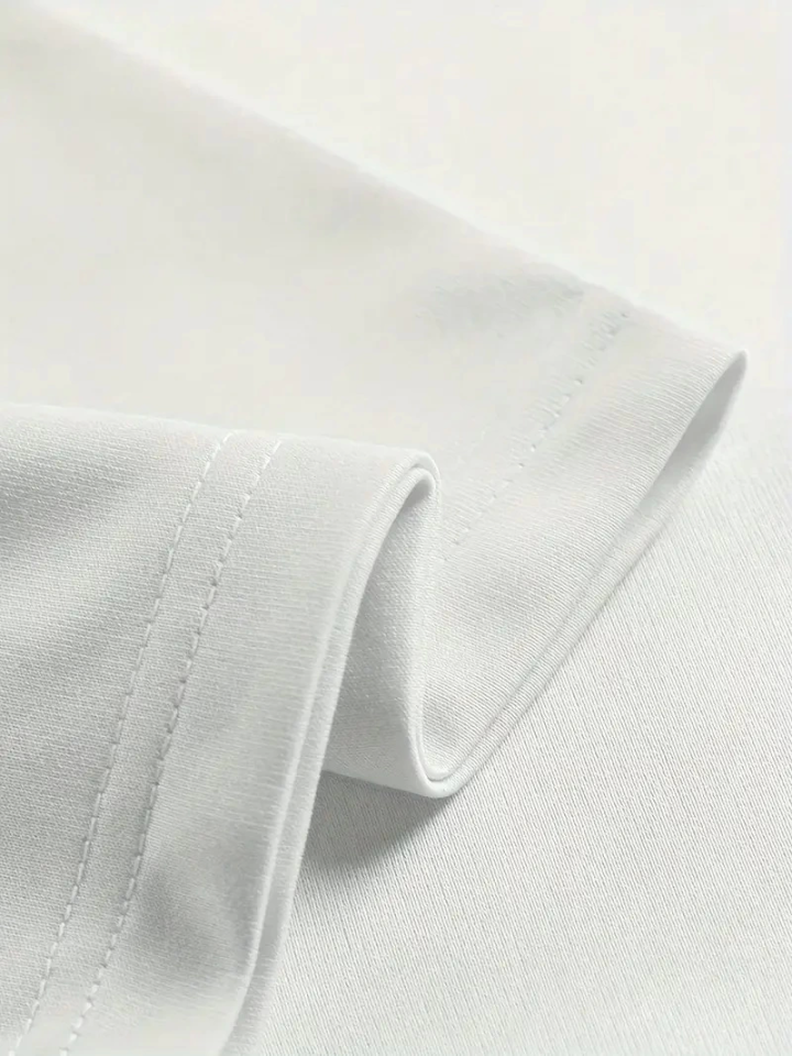 Baskılı Oversize Bisiklet Yaka T-shirt - Beyaz (158949)