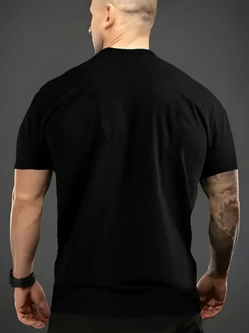 Baskılı Oversize Bisiklet Yaka T-shirt - Siyah (158953)