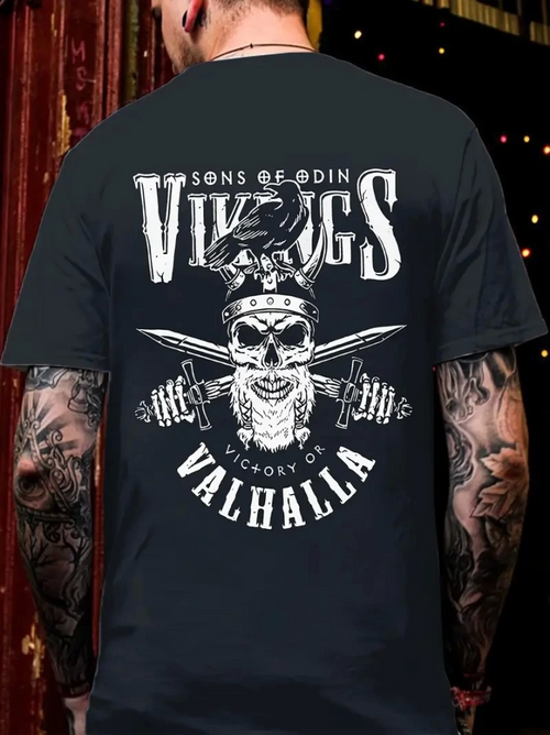 Baskılı Oversize Bisiklet Yaka T-shirt - Siyah (158954)