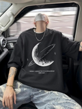 Baskılı Oversize Bisiklet Yaka T-shirt - Siyah (158969)