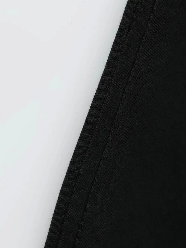 Baskılı Oversize Bisiklet Yaka T-shirt - Siyah (158971)