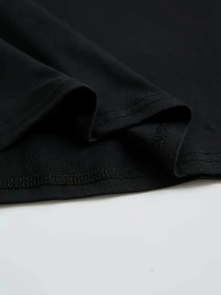 Baskılı Oversize Bisiklet Yaka T-shirt - Siyah (158978)