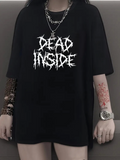 Baskılı Oversize Bisiklet Yaka T-shirt - Siyah (158984)