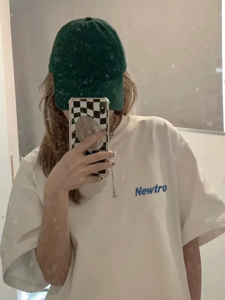 Baskılı Oversize Bisiklet Yaka T-shirt - Beyaz (159019)